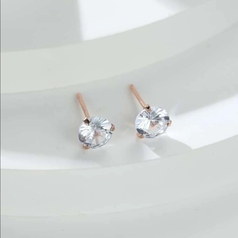 New 18K Rose Gold Vermeil Sterling Silver 925 Stud Earrings set